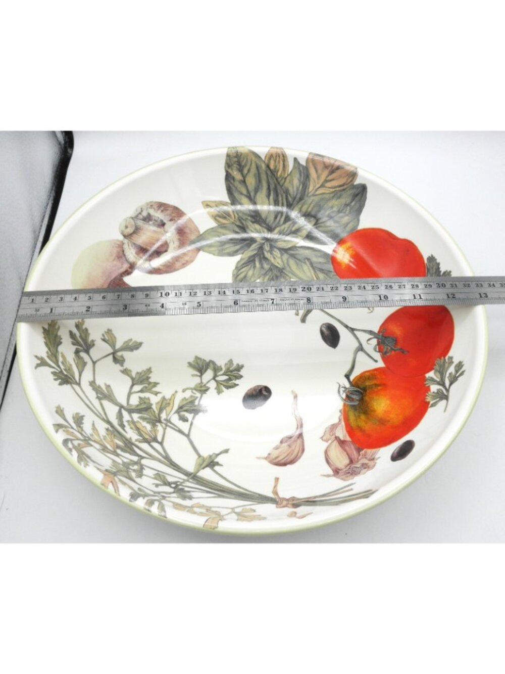 WSO27 by Williams Sonoma 13 inch Pasta Serving Bowl Vegetables & Herbs Vintage - Picture 3 of 7